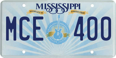 MS license plate MCE400