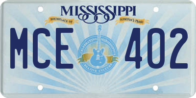 MS license plate MCE402