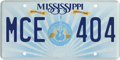 MS license plate MCE404
