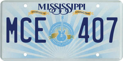 MS license plate MCE407