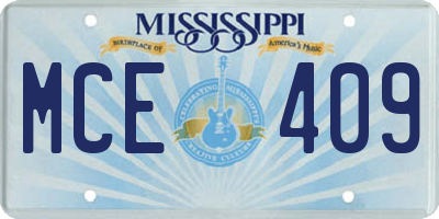MS license plate MCE409