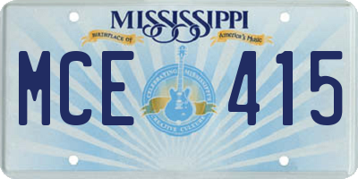 MS license plate MCE415
