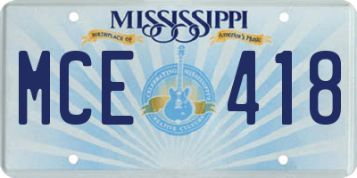 MS license plate MCE418