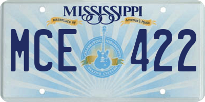 MS license plate MCE422