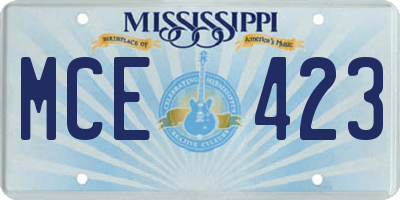 MS license plate MCE423