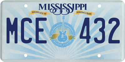 MS license plate MCE432