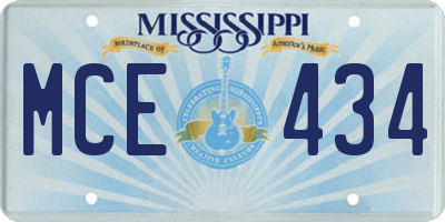 MS license plate MCE434
