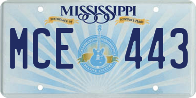 MS license plate MCE443