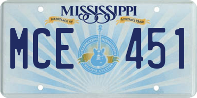 MS license plate MCE451