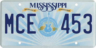 MS license plate MCE453