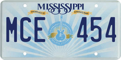 MS license plate MCE454