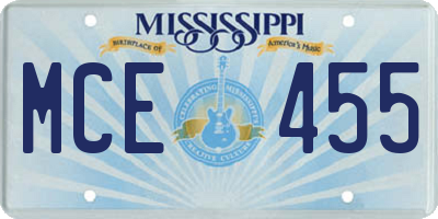 MS license plate MCE455