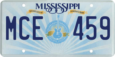 MS license plate MCE459