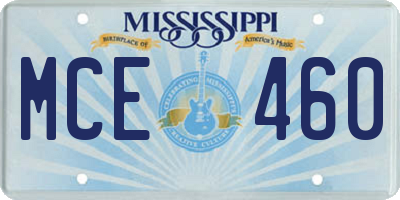MS license plate MCE460