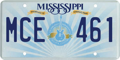 MS license plate MCE461
