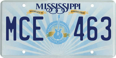 MS license plate MCE463
