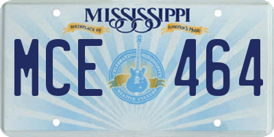 MS license plate MCE464