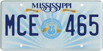MS license plate MCE465