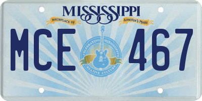 MS license plate MCE467