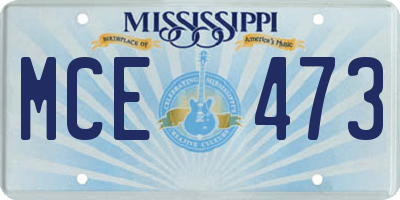 MS license plate MCE473