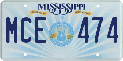MS license plate MCE474