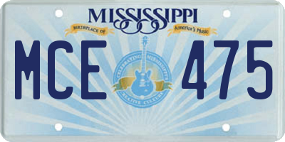 MS license plate MCE475