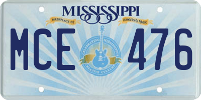 MS license plate MCE476