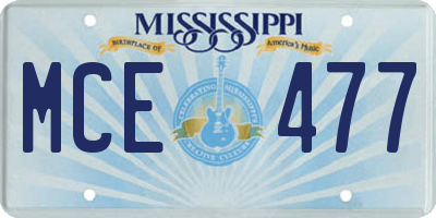MS license plate MCE477