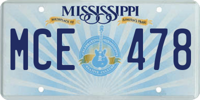 MS license plate MCE478