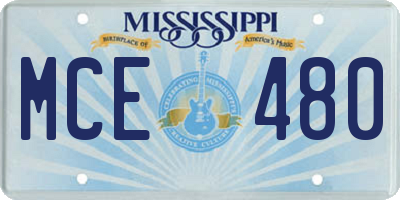 MS license plate MCE480
