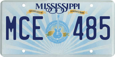 MS license plate MCE485