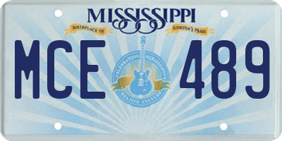 MS license plate MCE489