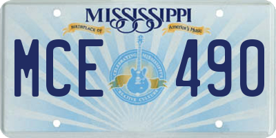 MS license plate MCE490