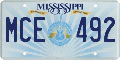 MS license plate MCE492