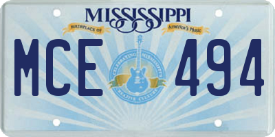 MS license plate MCE494