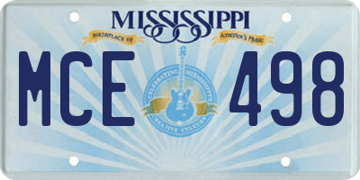 MS license plate MCE498