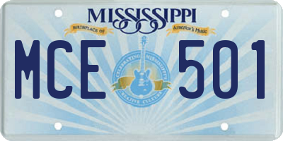 MS license plate MCE501