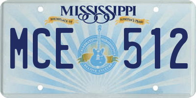MS license plate MCE512