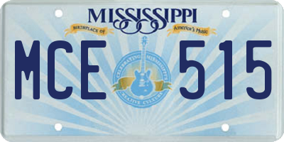 MS license plate MCE515