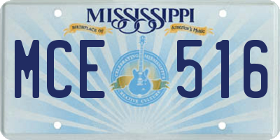 MS license plate MCE516