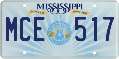 MS license plate MCE517