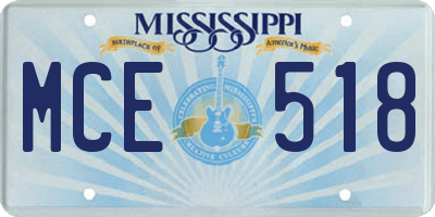 MS license plate MCE518