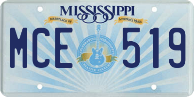 MS license plate MCE519