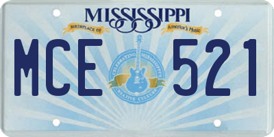 MS license plate MCE521