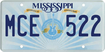 MS license plate MCE522