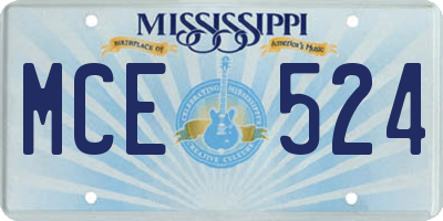 MS license plate MCE524