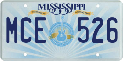 MS license plate MCE526