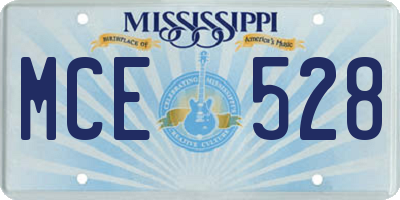 MS license plate MCE528
