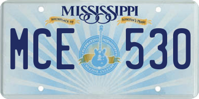 MS license plate MCE530