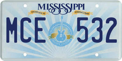 MS license plate MCE532
